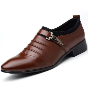 2024 Men's Fashion Business Leather Shoes-Brown