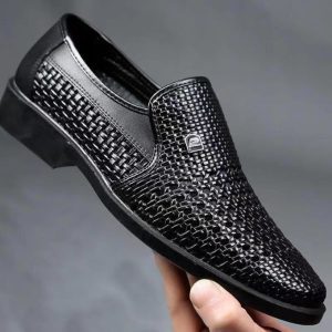 Leather Shoes Men's Formal Shoes With Soft Soles Sandals BLACK