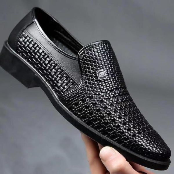Leather Shoes Men's Formal Shoes With Soft Soles Sandals BLACK