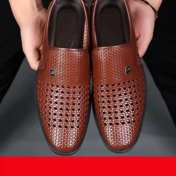 Leather Shoes Men's Formal Shoes With Soft Soles Sandals Brown - Image 2